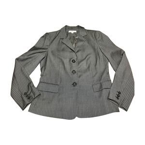 Emanuel Ungaro sz 10 Pinstripe Wool Blazer Gray Career Workwear Office Classic